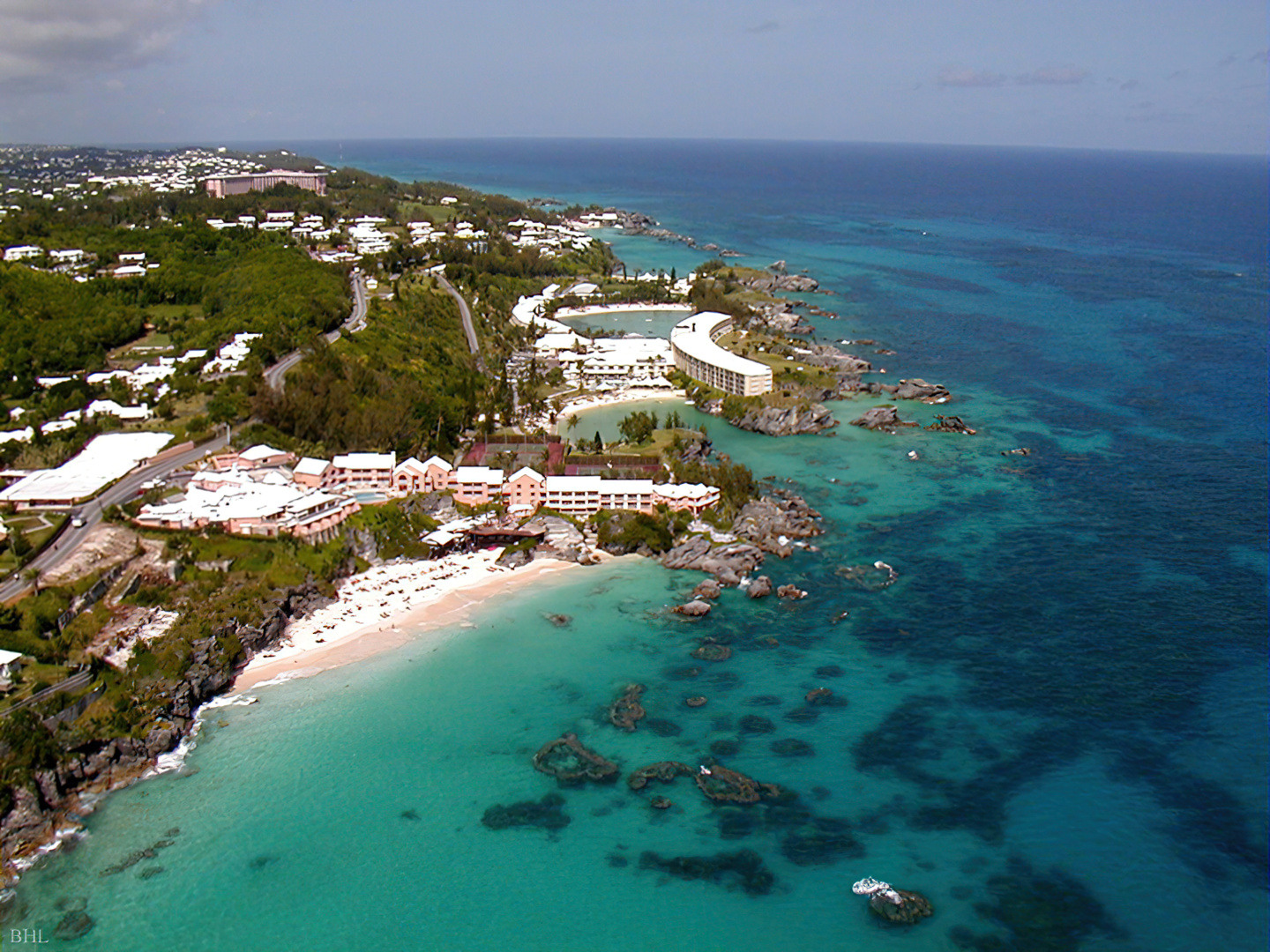 3 hotels, looking eastward along South Shore, Southampton Parish, Bermuda